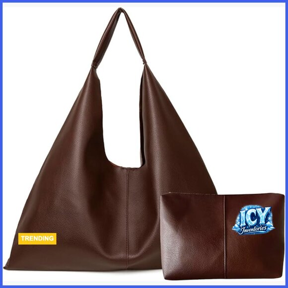 Handbags - Vegan Leather Tote Bag, Oversized Hobo, Large Work Bag